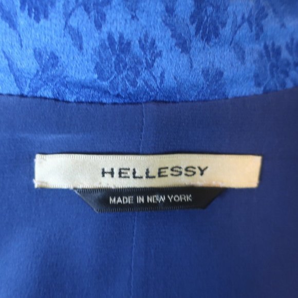 HELLESSY RUFFLE SLEEVE MIDI DRESS HELGA COBALT FLORAL SATIN JACQUARD SIZE 4 - Picture 7 of 9